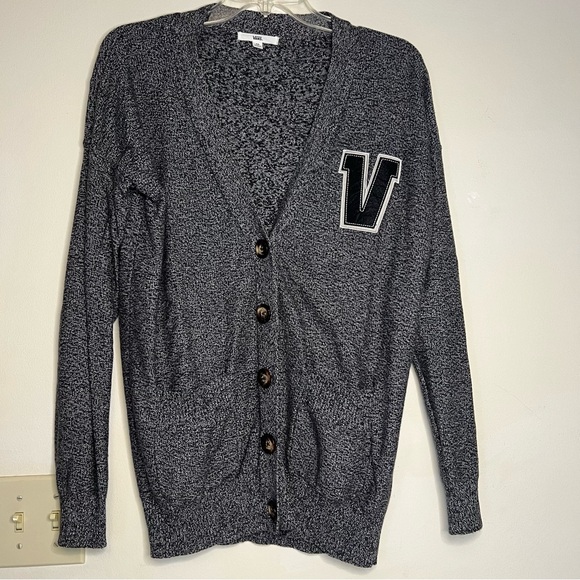 Vans varsity sweater black and grey button front‎ cardigan XS - Picture 1 of 7